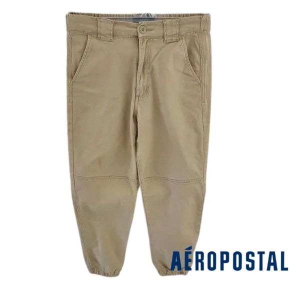 Aeropostale Khaki High Rise Jogger with elastic band waist and feet, Size XS - Picture 1 of 16